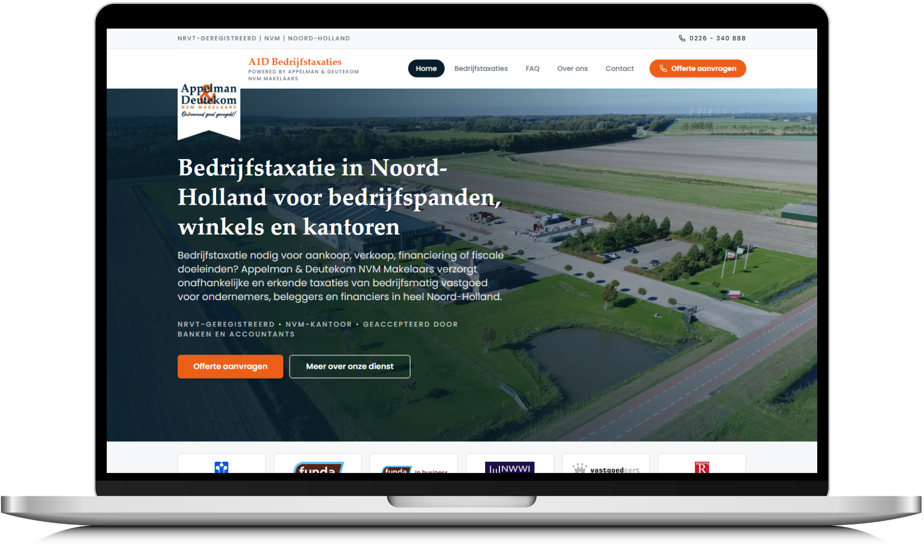 A1D Bedrijfstaxaties desktop website