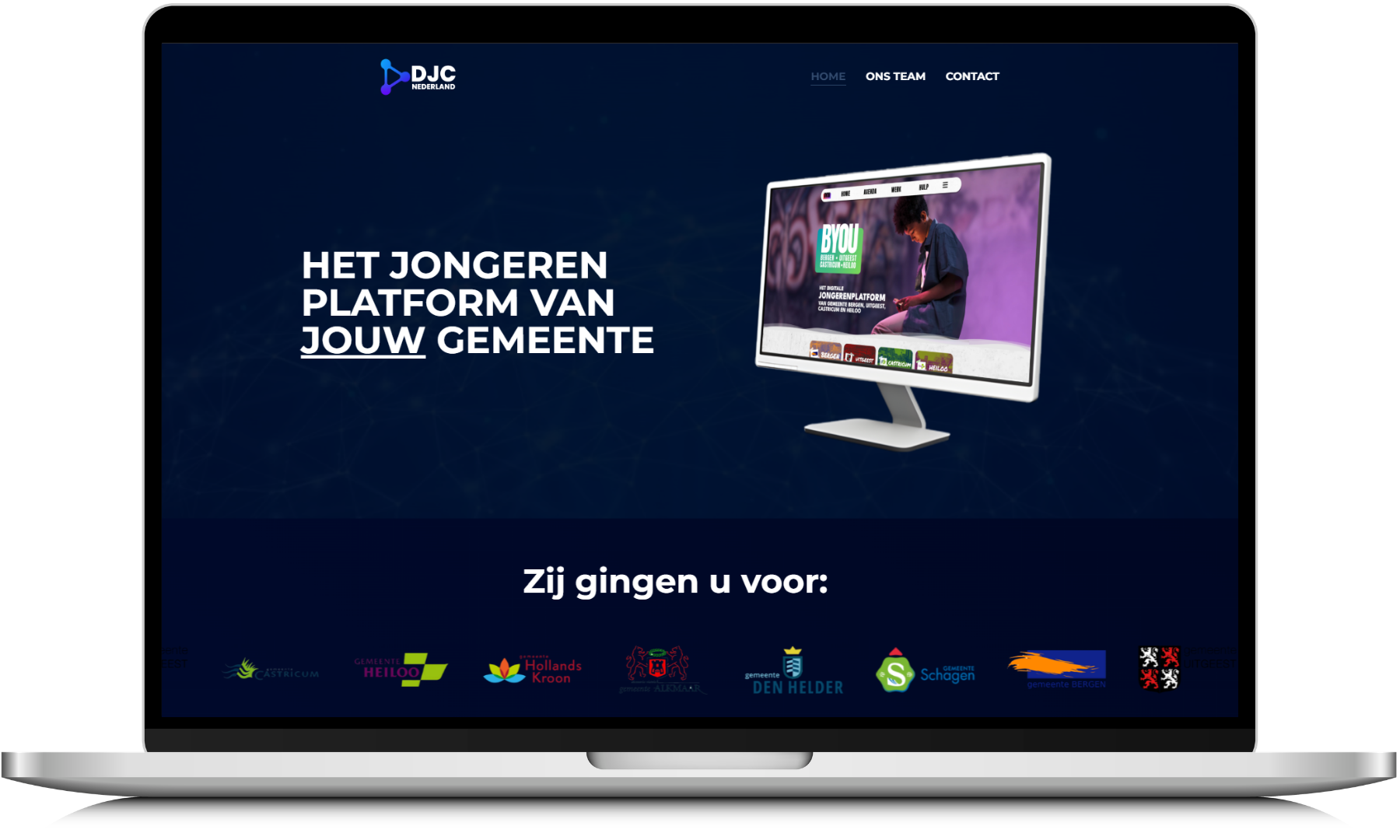 Premium laptoppresentatie van de vernieuwde DJC Nederland website