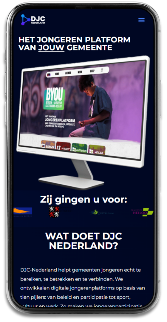Premium mobiele presentatie van de vernieuwde DJC Nederland website
