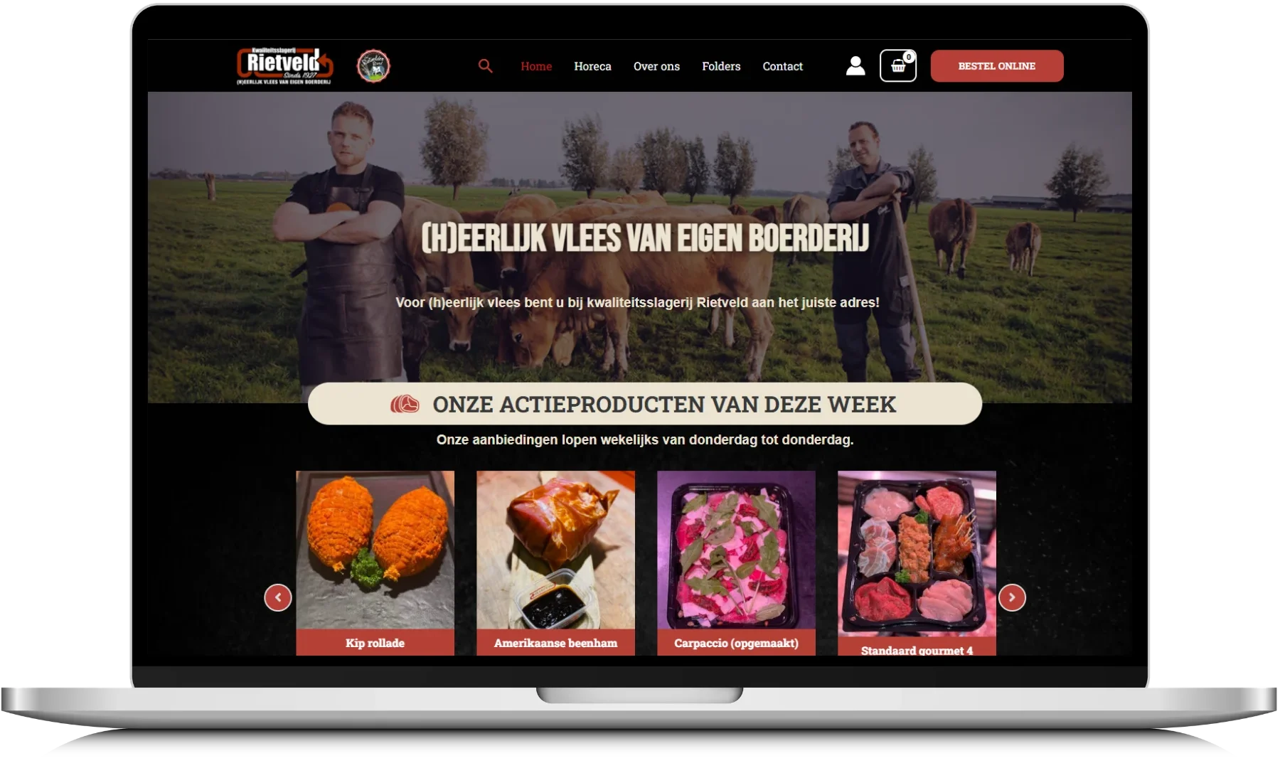 Premium laptoppresentatie van de vernieuwde Slagerij Rietveld website
